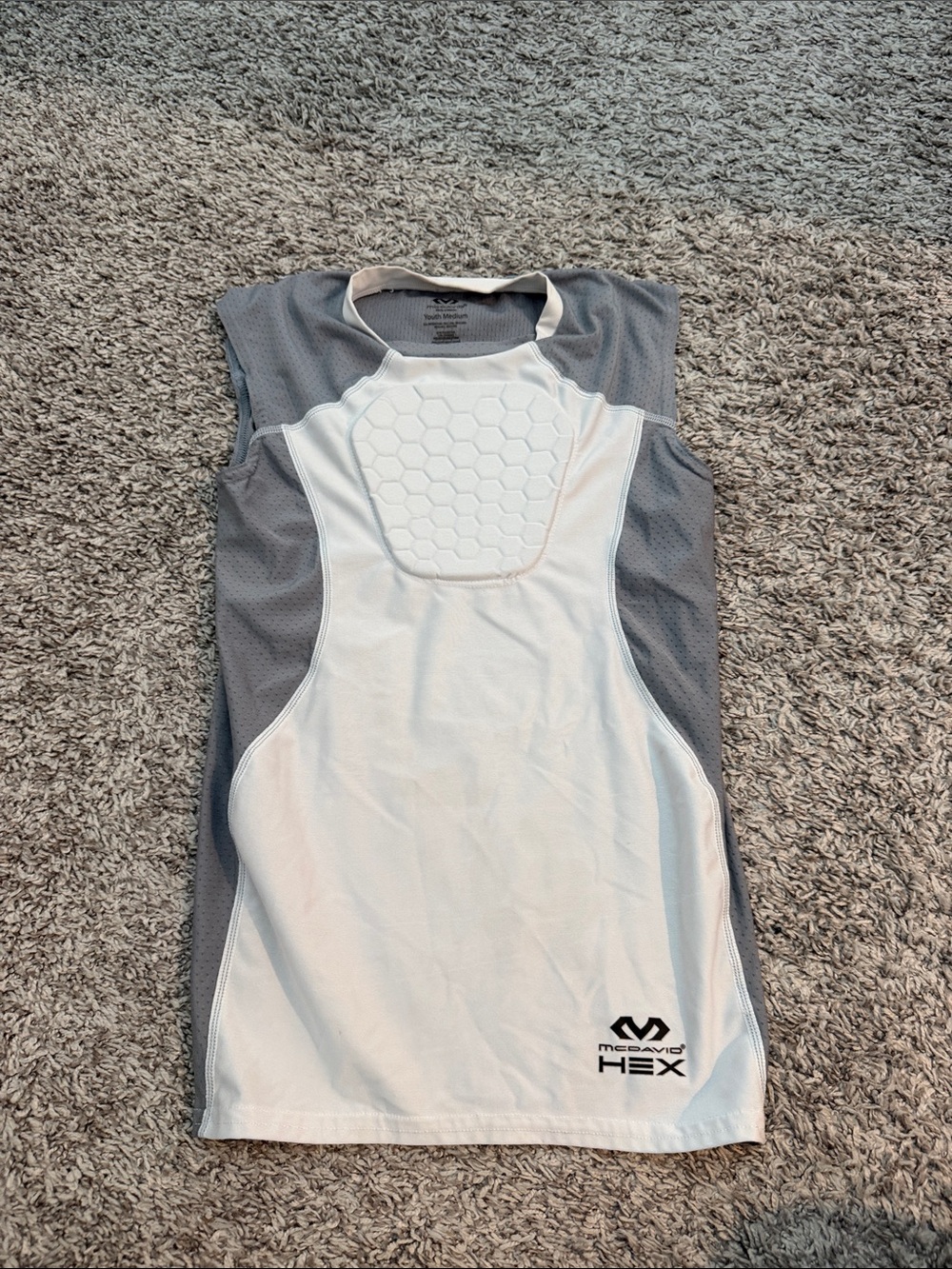 McDavid HEX Youth Sleeveless Protective Shirt in White and Gray